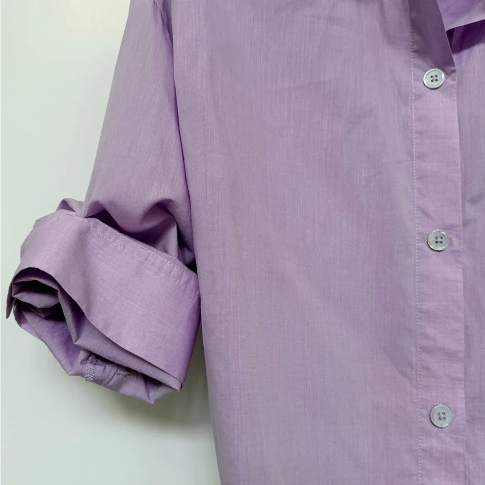 TWP Lavender Button-Up Cropped Shirt - Picture 3 of 5